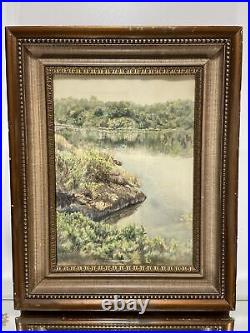 VTG. Watercolour Painting Landscape Impressionist Style Signed
