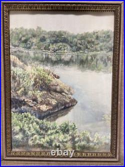 VTG. Watercolour Painting Landscape Impressionist Style Signed
