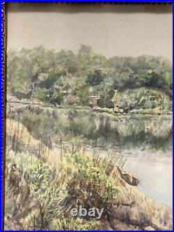 VTG. Watercolour Painting Landscape Impressionist Style Signed