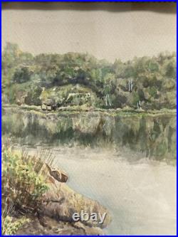 VTG. Watercolour Painting Landscape Impressionist Style Signed