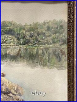 VTG. Watercolour Painting Landscape Impressionist Style Signed