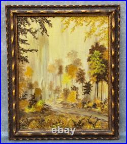 Valence Frantz Signed Landscape Oil Painting Fall Autumn Tree Foliage Vintage