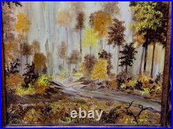 Valence Frantz Signed Landscape Oil Painting Fall Autumn Tree Foliage Vintage