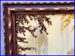 Valence Frantz Signed Landscape Oil Painting Fall Autumn Tree Foliage Vintage