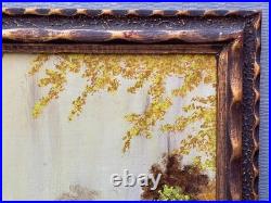 Valence Frantz Signed Landscape Oil Painting Fall Autumn Tree Foliage Vintage
