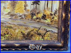 Valence Frantz Signed Landscape Oil Painting Fall Autumn Tree Foliage Vintage