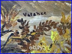 Valence Frantz Signed Landscape Oil Painting Fall Autumn Tree Foliage Vintage