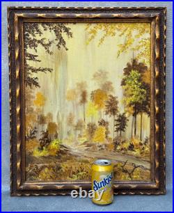 Valence Frantz Signed Landscape Oil Painting Fall Autumn Tree Foliage Vintage