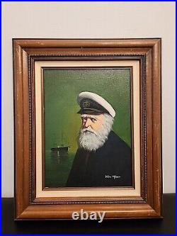 Van Meer Signed Vintage Painting Portrait of Sea Capitan Framed 16×12