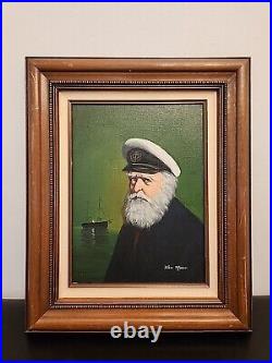 Van Meer Signed Vintage Painting Portrait of Sea Capitan Framed 16×12