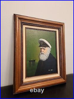 Van Meer Signed Vintage Painting Portrait of Sea Capitan Framed 16×12