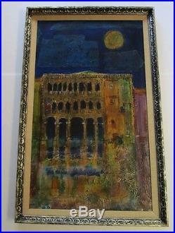 Vertes Signed Large Painting Vintage Abstract Expressionism City Night Modern