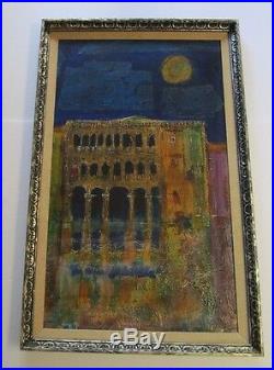 Vertes Signed Large Painting Vintage Abstract Expressionism City Night Modern