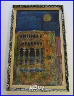 Vertes Signed Large Painting Vintage Abstract Expressionism City Night Modern