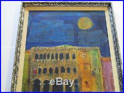 Vertes Signed Large Painting Vintage Abstract Expressionism City Night Modern