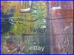 Vertes Signed Large Painting Vintage Abstract Expressionism City Night Modern