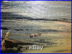 Very Large Vintage Oil Painting On Canvas'' Mountains'', Signed By De Noyes