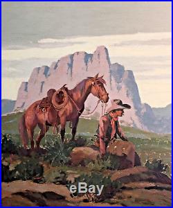 Very Rare Till Goodan Original Signed Vintage Oil Painting Of Cowboy & Horse