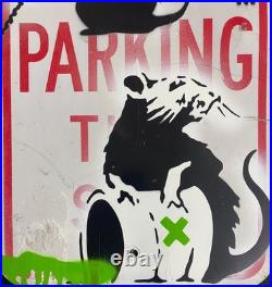 Very Vintage Rare Banksy Original spray stencil Street Sign Painting 2007