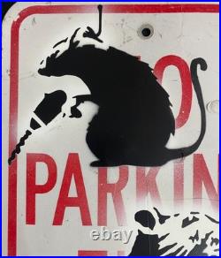 Very Vintage Rare Banksy Original spray stencil Street Sign Painting 2007