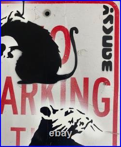 Very Vintage Rare Banksy Original spray stencil Street Sign Painting 2007