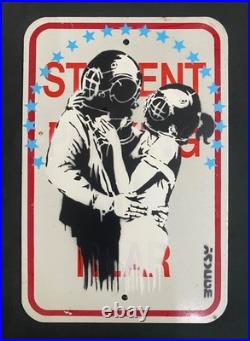 Very Vintage Rare Banksy Original spray stencil Street Sign Painting 2008 Very Vintage Rare Banksy Original spray stencil Street Sign Painting 2008