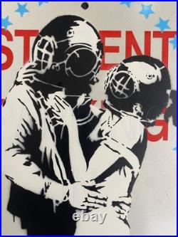 Very Vintage Rare Banksy Original spray stencil Street Sign Painting 2008