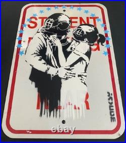Very Vintage Rare Banksy Original spray stencil Street Sign Painting 2008