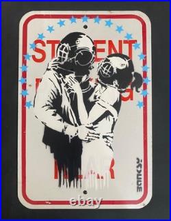 Very Vintage Rare Banksy Original spray stencil Street Sign Painting 2008