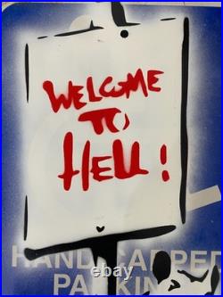 Very Vintage Rare Banksy Original spray stencil Street Sign Painting 2009 Very Vintage Rare Banksy Original spray stencil Street Sign Painting 2009