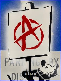 Very Vintage Rare Banksy Original spray stencil Street Sign Painting 2009
