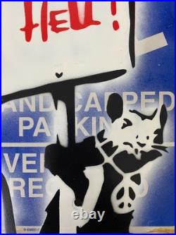 Very Vintage Rare Banksy Original spray stencil Street Sign Painting 2009 Very Vintage Rare Banksy Original spray stencil Street Sign Painting 2009