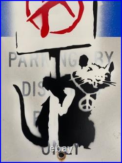 Very Vintage Rare Banksy Original spray stencil Street Sign Painting 2009