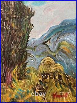 Vincent van Gogh Oil on Canvas Painting Signed and Stamped UnFramed VTG ART