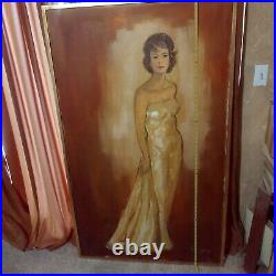 Vintage1962 Russell Swanson SIGNED Beautiful Lady Original Oil Painting 61 by 36
