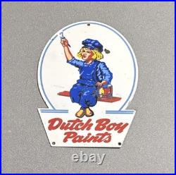 Vintage 12 Dutch Boy Paints Porcelain Sign Car Gas Truck Motorcycle
