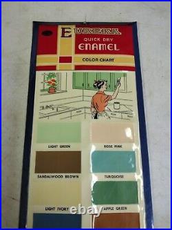 Vintage 16 Eureka Quick Dry Enamel Paints Celluloid Color Chart Display Sign