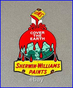 Vintage 16 Sherwin Williams Paint Porcelain Sign Car Gas Truck Gasoline