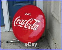 Vintage 16 inch Enamel Paint Coke Coca Cola Button Bottle Sign SO CLEAN