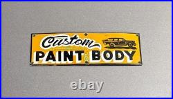 Vintage 18 Custom Paint Body Shop Porcelain Sign Car Gas Oil Motorcycle