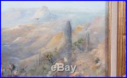 Vintage 18x24 Western Desert Landscape Oil Painting Cowboy Horse Cactus Signed
