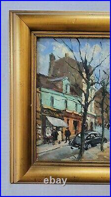 Vintage 1940's Oil Painting from WPA Estate Old Street Scene Cityscape Mystery