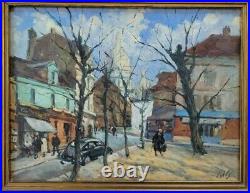 Vintage 1940's Oil Painting from WPA Estate Old Street Scene Cityscape Mystery