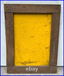 Vintage 1940s Caution Slow Children Playing Folk Art Painted Metal Framed Sign