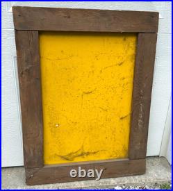 Vintage 1940s Caution Slow Children Playing Folk Art Painted Metal Framed Sign