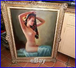 Vintage 1940s Master Painting of Nude Red Headed Glamour Girl