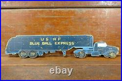 Vintage 1940s WW2 Original USAF Blue Ball Express Hand Painted Semi Truck Sign