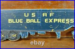 Vintage 1940s WW2 Original USAF Blue Ball Express Hand Painted Semi Truck Sign