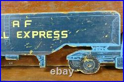 Vintage 1940s WW2 Original USAF Blue Ball Express Hand Painted Semi Truck Sign