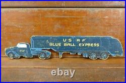 Vintage 1940s WW2 Original USAF Blue Ball Express Hand Painted Semi Truck Sign